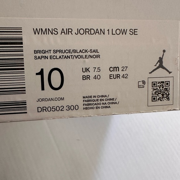 Nike Jordan 1 SE Low Split black spurce Women’s size 10 - Picture 9 of 9